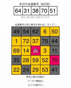 ビンゴゲームの画面