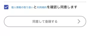 Web版ハピタスの個人情報の取り扱いと利用規約にチェックを入れる画面